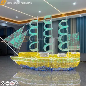 Holiday decorations Large led 3d boat motif light for street decoration