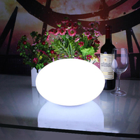 Lampes de nuit en plastique PE écologiques, lumières décoratives LED, lumière LED en forme de boule plate, RGB 16 couleurs, lampe de table LED, boule lumineuse LED