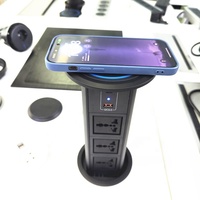 Prise universelle encastrée en alliage d'aluminium 10A, multiprise sans fil dissimulée avec USB Type C, 3 prises, pour cuisine, type Pop Socket