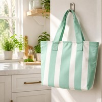 Sac fourre-tout promotionnel en toile vert menthe avec poignée, en tissu de coton robuste, pour voyage et shopping, imprimé léopard, tendance, marque OEM