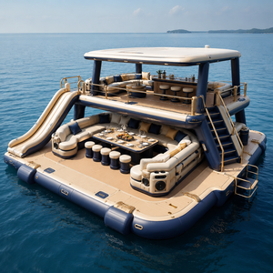 Île flottante gonflable <span class=keywords><strong>de</strong></span> luxe avec toboggan, auvent, bar et sièges pour projets hôteliers et complexes <span class=keywords><strong>de</strong></span> villégiature - Product Image 1