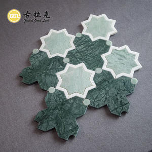 Carreaux de mosaïque jet d'eau à motif de fleurs en marbre Verde <span class=keywords><strong>Alpi</strong></span> de forme unique pour la décoration intérieure - Product Image 6