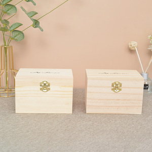 Boîte de rangement en bois avec couvercle rabattable et serrure, capacité de 1 à 3 L, organisateur de bijoux, organisateur de bureau, boîte de rangement domestique - Product Image 3
