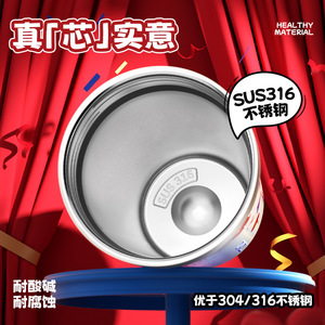 Taza de Café Portátil Temeco de 340 ml, Taza Aislada de Acero Inoxidable 316 con Tapa, Personalizable con Dibujos Animados - Product Image 3