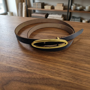 Vintage Style Unisex <b>Cow</b> Hide Leather Belt Eco-Friendly Customizable Width Length Square Pin Solid Pattern Business One-piece - Product Image 1