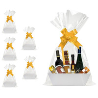 Panier-cadeau en carton recyclable avec poignée et plateau, boîte-cadeau pour vin rouge en gros, pour fêtes