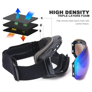 HUBO 181C lunettes de ski à lentille magnétique à verrouillage latéral interchangeables OTG UV 400 protection anti-buée lunettes de snowboard neige personnalisées - Product Image 5