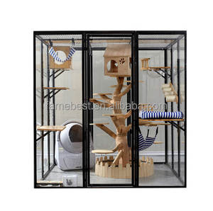 Lüks kedi evi yüksek kaliteli büyük uzay ile kapı ahşap kedi evi ahşap kedi kafesi pet için - Product Image 4