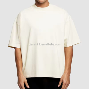 ผู้ผลิตเสื้อยืดดีไซน์เนอร์ทรงหลวมสีขาว เสื้อยืดเปล่าไซส์ใหญ่สำหรับผู้ชาย เสื้อยืดผ้าฝ้ายหนาน้ำหนักมากทรงบ็อกซี่สำหรับผู้ชาย - Product Image 1