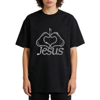 Transfert thermocollant personnalisé en gros avec motif Jésus chrétien en strass pour vêtements et t-shirts