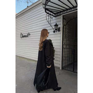 Gabardina Negra Aldabella de Cuero Genuino con Capucha, Forro de Seda, Botones, Estilo Vintage, Impermeable, Personalizada para Primavera y Otoño - Product Image 1