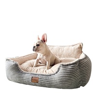 Lit-tente pour chien de luxe en velours côtelé épais et solide, détachable, écologique, rectangulaire, lavable en machine, profond, vente en gros