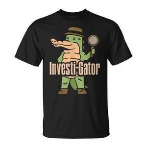 Camiseta Investi-Gator Alligator Spy Detective para adulto unisex, color negro - Product Image 1