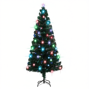 Sapin de Noël pré-éclairé à fibres optiques, 5 pieds, LED multicolores, décoration intérieure avec support, sapin artificiel en pin - Product Image 1