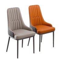 Chaise de salle à manger moderne en cuir PU avec dossier matelassé en losanges et pieds en métal noir pour chaises et tables, mobilier de restaurant