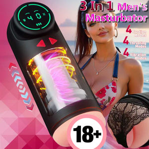 Express versand Männliches Sexspielzeug 3-in-1 Elektrischer Mastur bator Vibrator 4 Vibrations modi USB Wiederauf ladbare Produkte für Erwachsene auf Lager - Product Image 2