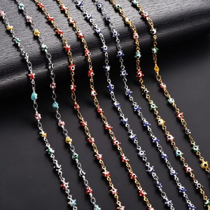 Collana a Catena con Ciondolo a Stella a Cinque Punte e Occhio <span class=keywords><strong>Turco</strong></span> da 4,5 mm in Acciaio Inossidabile per Donna, Girocollo Impermeabile, Accessori Gioielli in Metallo - Product Image 2