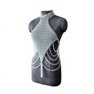 Armadura de Malla Metálica de Acero Inoxidable Plateado, Forma Irregular, Diseño de Arte y Moda en Metal - Product Image 1