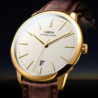 Montre Homme LOBINNI Élégante Classique de Luxe, Marque de Créateur avec Bracelet en Acier Inoxydable et Cuir, Cadran à Aiguilles Résistant à l'Eau