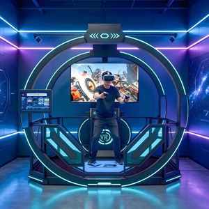 Station de combat VR interactive commerciale avec éclairage bleu, parcours d'obstacles immersif, machine d'arcade VR, expérience VR - Product Image 2