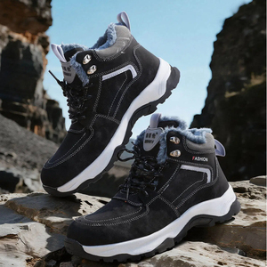 Chaussures de travail antidérapantes pour hommes, noires, semelle durable, chaudes, anti-écrasement, chaussures de sécurité montantes - Product Image 5
