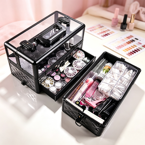Étui de rangement pour outils à ongles multicouche épaissi, professionnel, grande capacité, portable, verrouillable, pour le rangement du maquillage et la manucure - Product Image 1