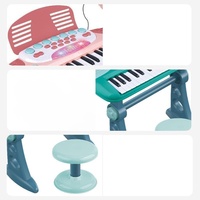 Piano Electrónico Infantil al por Mayor con Juego de Teclado, Taburete y Micrófono, Instrumento Musical Multifuncional para Educación Temprana