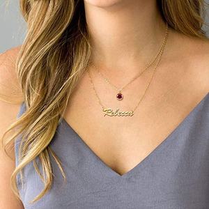 Joyería personalizada 925 plata esterlina chapado en oro piedra de nacimiento cristal personalizado nombre collar - Product Image 4