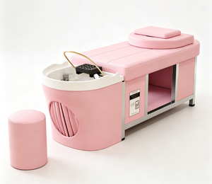 Table de lavage de cheveux noire pour salon, avec bac et repose-pieds réglable, mobilier de coiffure professionnel - Product Image 4