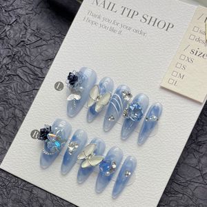 Diseño #1316 <span class=keywords><strong>uñas</strong></span> postizas reutilizables <span class=keywords><strong>de</strong></span> diseño <span class=keywords><strong>de</strong></span> lujo mariposa larga 3D acrílico Prensa en <span class=keywords><strong>uñas</strong></span> artificiales hechas a mano para mujer - Product Image 1