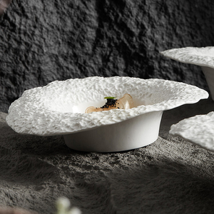 럭셔리 화이트 도자기 멋진 그릇 락 스톤 패턴 세라믹 과일 샐러드 수프 서빙 그릇 레스토랑 - Product Image 4