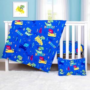 3 Piece Dinosaur Baby Boys Crib Bedding <b>Sets</b> with Baby <b>Comforter</b> Crib Sheet Pillowcase Nursery Bedding <b>Set</b> - Product Image 1