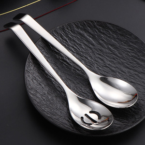 304 stainless steel common spoon leak long handle vegetable spoon household eating soup spoon tableware hotel service spoon leak - Product Image 1