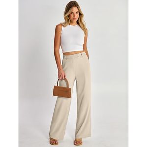 Pantalon large pour femme, taille haute, coupe ample, décontracté, pour le travail ou le bureau, infroissable - Product Image 6