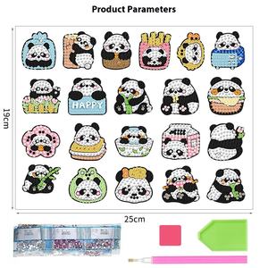 Moderne nouveau dessin animé <span class=keywords><strong>Panda</strong></span> DIY imprimé diamant autocollant fait à la main noir blanc sticker mural en boîte maison décoration murale diamant peinture - Product Image 4