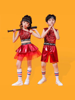Großhandel Kinder Cheerleading Jazz Hip-Hop Tanzkostüm Pailletten Tüllrock Performance-Outfit für Partys