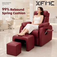 Fauteuil de Salon Professionnel Rouge Multifonctionnel Électrique Inclinable en Cuir Personnalisable pour Barbier et Esthétique