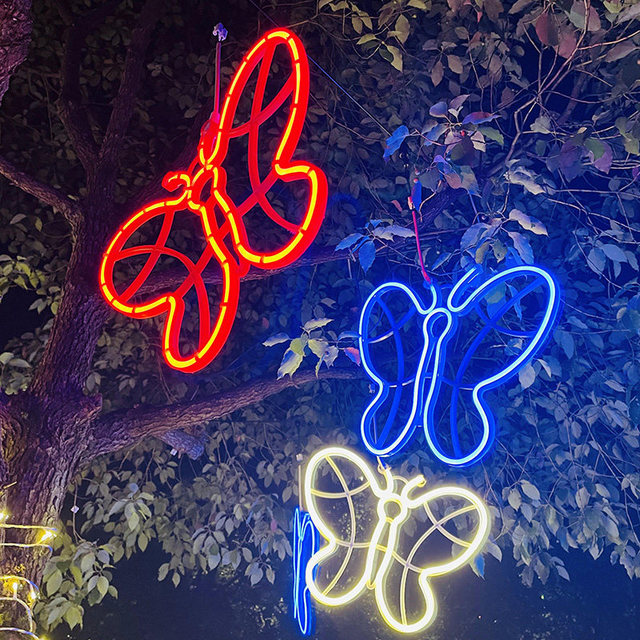 LED Plastic Butterfly Modeling Lamp Outdoor Waterproof Valentine Park Garden Project Lighting Layout Decorative Hanging Tree