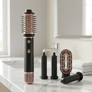 เครื่องจัดแต่งทรงผมแบบลมร้อนความเร็วสูง หวีไดร์เป่าผมแบบม้วนอัตโนมัติ แปรงยืดผมแบบไอออนิก 5 in 1 แปรงลมร้อนไดร์เป่าผมและม้วนผม - Product Image 2