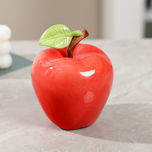 Adorno Decorativo de Cerámica con Forma de Manzana, 2 Piezas, Decoración de Mesa para el Hogar, Estilo Contemporáneo, Regalo de Inauguración de Casa - Product Image 2