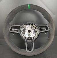 Volant de voiture en daim personnalisé avec surpiqûres vertes, style course, assemblage pour Porsche, remplacement direct