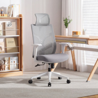 Chaise de bureau ergonomique moderne en maille avec siège surdimensionné, accoudoirs fixes, inclinable, hauteur réglable, 3 vérins à gaz, dossier haut