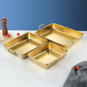 Stainless Steel Square <b>Tray</b> With Handles Flat Bottom Shallow Plate For Hotel Food Coffee <b>Tea</b> Serving - Product Image 3