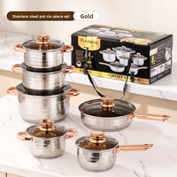 Batterie de cuisine en acier inoxydable 6/12 pièces, antiadhésive, à fond plat, pour la cuisson à domicile (casseroles, poêles, faitouts, marmites à lait) - Meilleures ventes