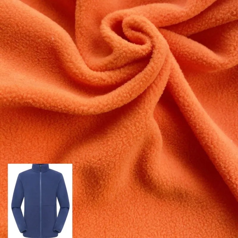 Eco-friendly 100% polyester fleece fabric for jacket lining one side brushed one side anti pilling soft hand feel breathable