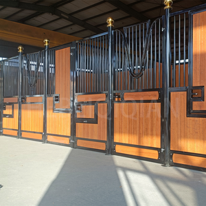 Box per Cavalli <span class=keywords><strong>in</strong></span> <span class=keywords><strong>Legno</strong></span> e Bambù con Telaio <span class=keywords><strong>in</strong></span> Acciaio per Centri Equestri e Ranch - Stile Europeo - Product Image 2