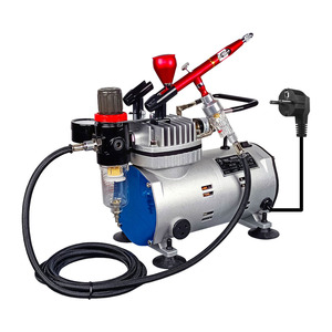 Kit aérographe avec mini-compresseur silencieux sans huile, double action, alimentation par gravité, vitesse réglable, pour travaux artistiques - Product Image 1