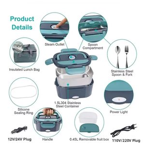 Large Capacity Car Double <b>Lunch</b> <b>Box</b> Heated <b>Lunch</b> <b>Box</b> Stainless Steel Portable Insulated <b>Lunch</b> <b>Box</b> - Product Image 6