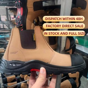 Bottes de sécurité pour hommes en cuir véritable, anti-écrasement, avec embout en plastique, style Chelsea <span class=keywords><strong>Martin</strong></span>, vente directe d'usine, pour chantier de construction - Product Image 1