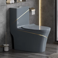 WC monobloc de luxe noir allongé en céramique, à grande capacité de chasse d'eau super tourbillonnante, à siphon en S, style moderne